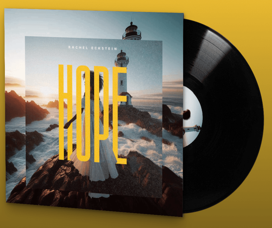 Hope by Rachel Eckstein — album cover showing a lighthouse at sunrise with the word HOPE in gold letters